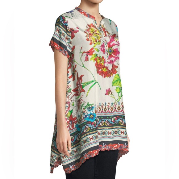 Johnny Was Victoriana Floral Printed Georgette  Tunic Small Excellent Condition - Picture 2 of 7
